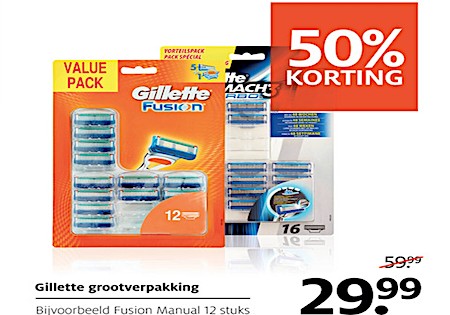 Gillette Grootverpakkingen met 50% Korting