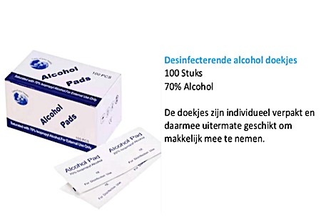 Desinfecterende alcohol doekjes 100 Stuks 70% Alcohol