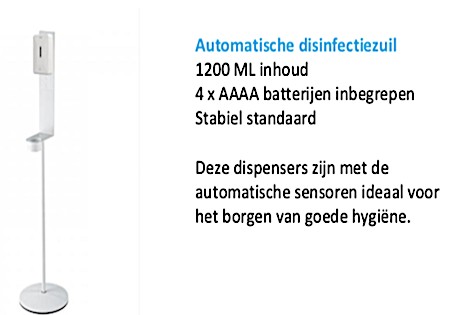 Automatische disinfectiezuil 1200 ML inhoud 4 x AAAA batterijen inbegrepen Stabiel standaard
