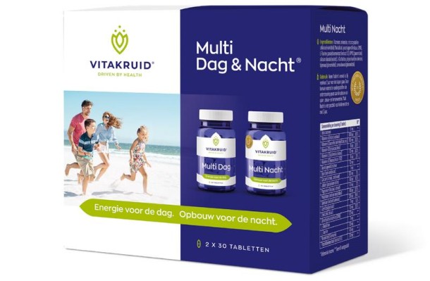Vitakruid Multi Dag & Nacht 100% Vegan 2 x 30 (60 Tabletten)