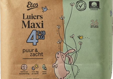 Etos Luiers Maxi Puur & Zacht Mt 4 ( 26 stuks )
