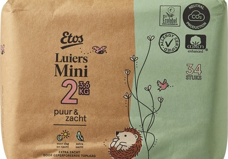 Etos Luiers Mini Puur & Zacht Mt 2 ( 34 stuks )