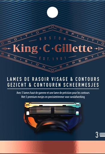 King C. Gillette Gezicht en Contouren Scheermesjes 3 Navulmesjes