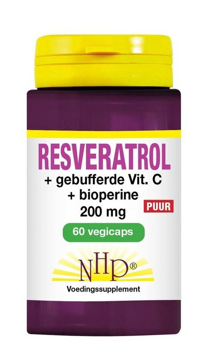 NHP Resveratrol 200mg/Vitamine C/Bioperine puur (60 Vegetarische capsules)