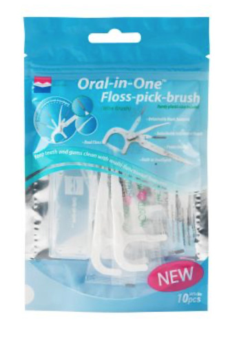 Oral-in-One Floss-pick-brush tandenstokers (10 Stuks)