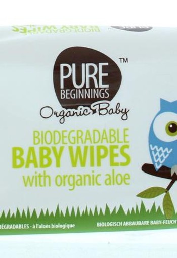 Pure Beginnings Biodegradable baby wipes aloe (64 Stuks)
