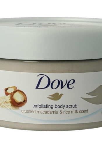 Dove Shower scrub macadamia en rice milk (225 Milliliter)