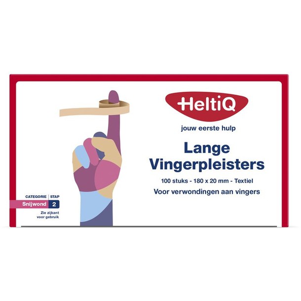 Heltiq Vingerpleister lang textiel 180 x 20mm (100 Stuks)