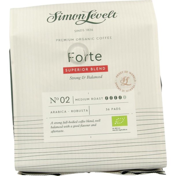 Simon Levelt Cafe pads forte superior blend bio (36 Stuks)
