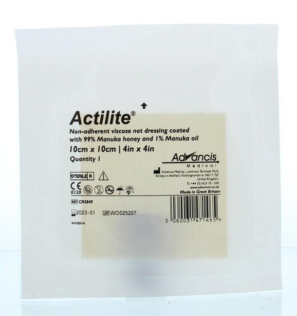 Advancis Actilite manuka non adhesive 10 x 10 (1 Stuks)