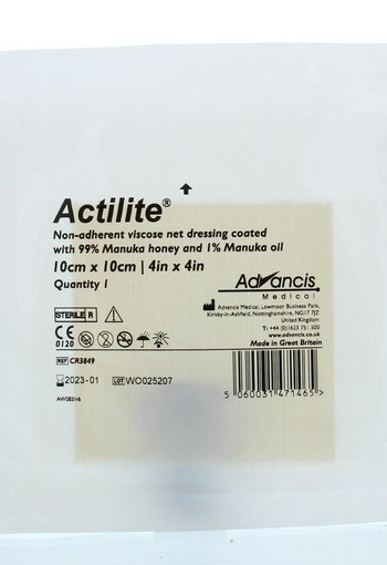 Advancis Actilite manuka non adhesive 10 x 10 (1 Stuks)