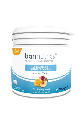 Barinutrics Calciumcitraat perzik-mango (90 Kauwtabletten)