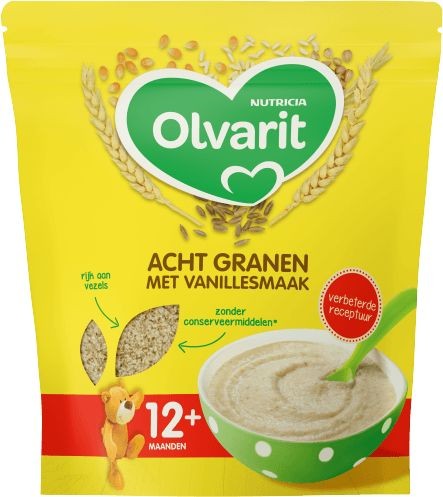 Olvarit Ontbijtpap 8 granen vanille 12+ maanden (200 Gram)
