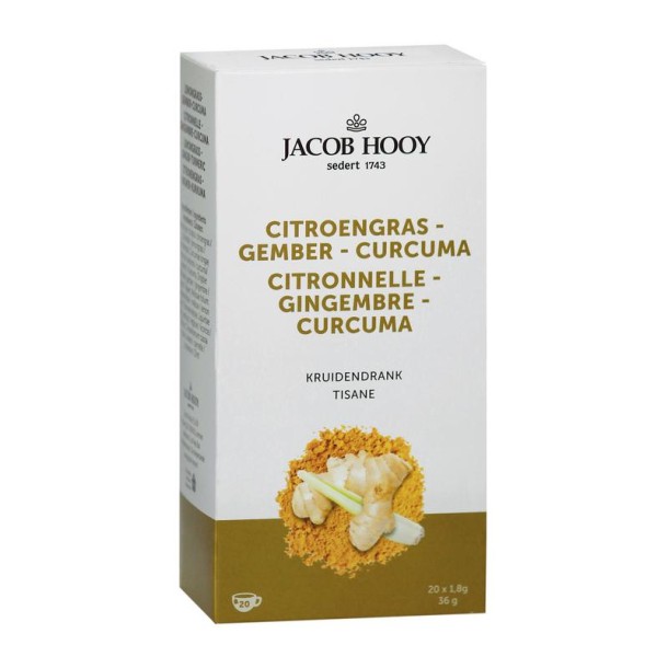 Jacob Hooy Citroengras gember curcuma thee (20 Zakjes)