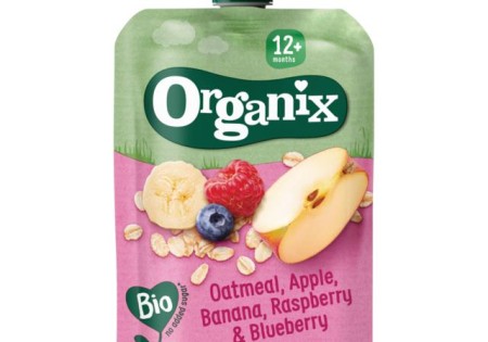 Organix Knijpfruit havermout appel banaan framb 12+M bio 100 Gram
