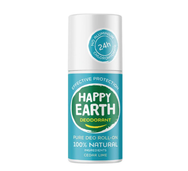 Happy Earth Pure Deo Roll-On Cedar Lime 75 ml roller