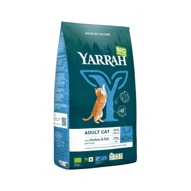 Yarrah Adult kattenvoer met vis bio (10 Kilogram)