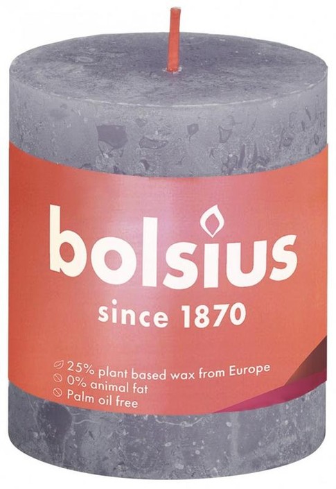 Bolsius Rustiek stompkaars shine 80/68 frosted lavender (1 Stuks)