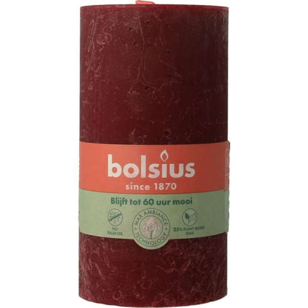 Bolsius Rustiekkaars shine 130/68 velvet red (1 Stuks)