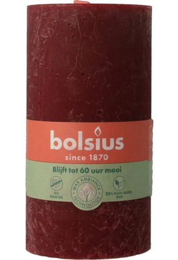 Bolsius Rustiekkaars shine 130/68 velvet red (1 Stuks)