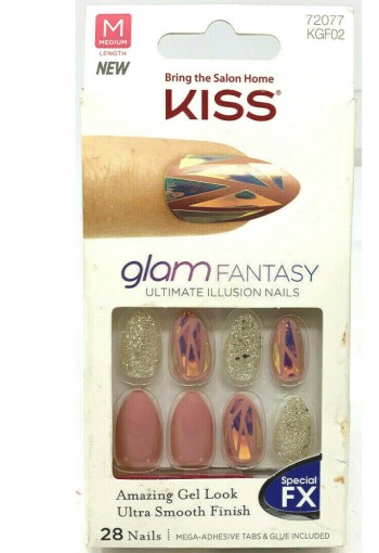 Kiss Glam Fantasy Ultimate Illusion Nails Gel TRAMPOLINE Pink Mosiac Glitter