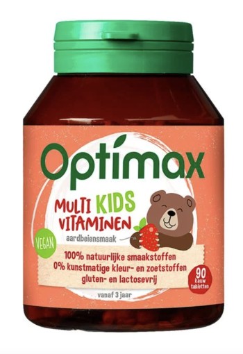 Optimax Kids Multivitaminen Aardbei 90 kauwtabletten