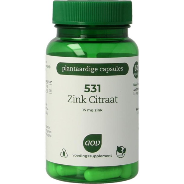 AOV 531 Zink citraat 15mg (60 Vegetarische capsules)