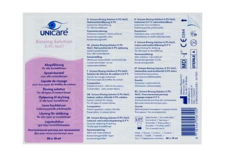 Unicare Rinsing solution 0.9% NaCI 30 stuks (10 Milliliter)