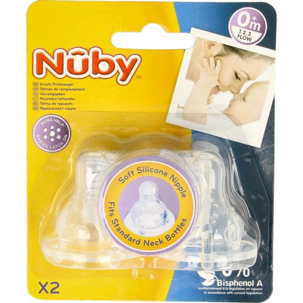 Nuby Siliconen speen 3-standen (2 Stuks)