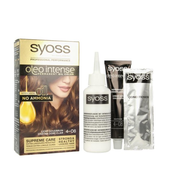 Syoss Color Oleo Intense 4-08 licht goudbruin haarverf (1 Set)