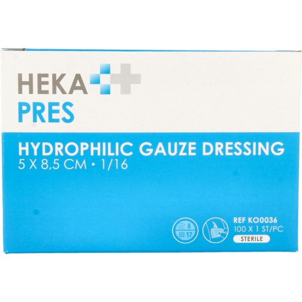 Hekapres Gaaskompres hydrofiel 5 x 8.5 (100 Stuks)