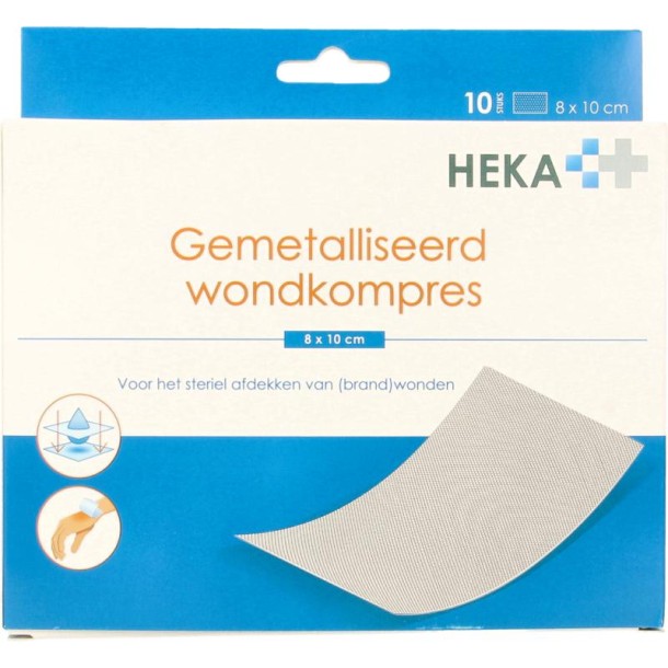 Heka Klein Wondkompres gemetalliseerd 8 x 10 cm steriel (10 Stuks)