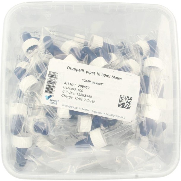 Spruyt Hillen Druppelflacon pipet 10 - 30ml blauw (100 Stuks)