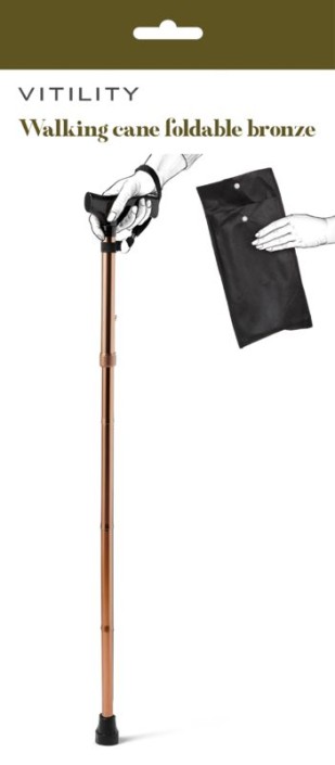 Vitility Wandelstok opvouwbaar brons (1 Stuks)