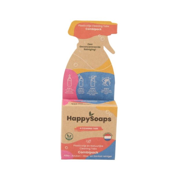 Happysoaps Cleaning tabs combipack alles-, keuken- en sanitai (4 Stuks)