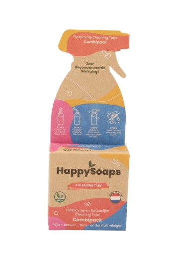 Happysoaps Cleaning tabs combipack alles-, keuken- en sanitai (4 Stuks)