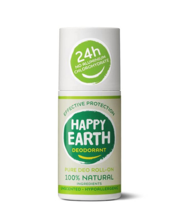 Happy Earth Pure deodorant roll-on unscented (75 Milliliter)
