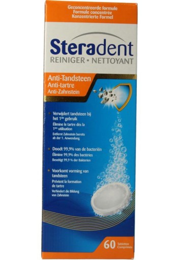 Steradent Reinigingstabletten anti-tandsteen (60 Stuks)
