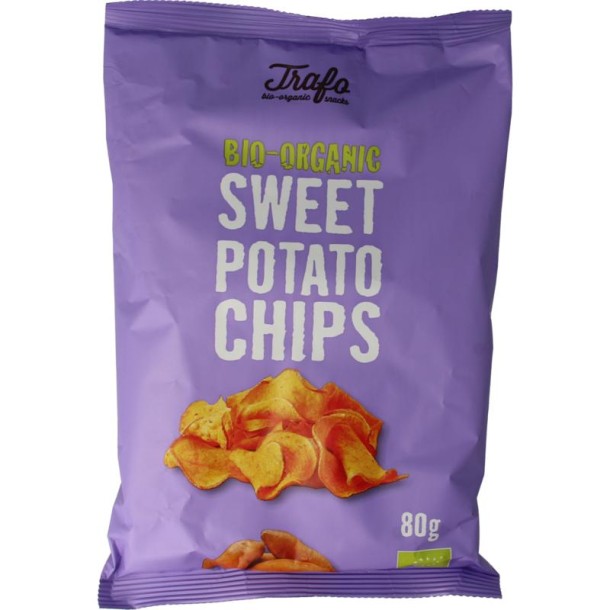Trafo Chips zoete aardappel bio (80 Gram)