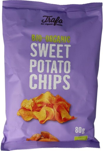 Trafo Chips zoete aardappel bio (80 Gram)