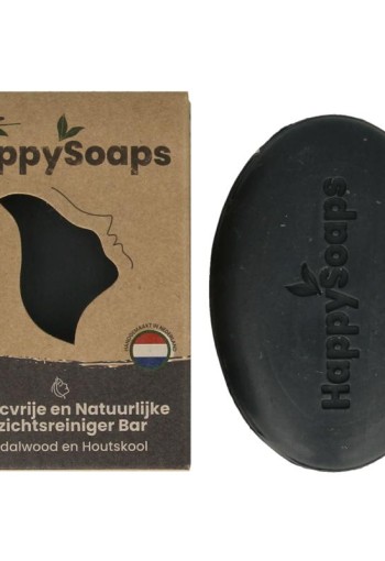 Happysoaps Gezichtsreiniger bar houtskool en sandelwood (70 Gram)