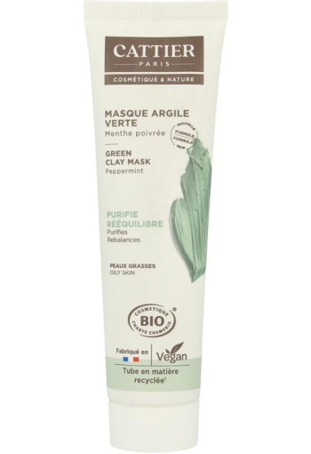 Cattier Groene klei masker munt (100 Milliliter)