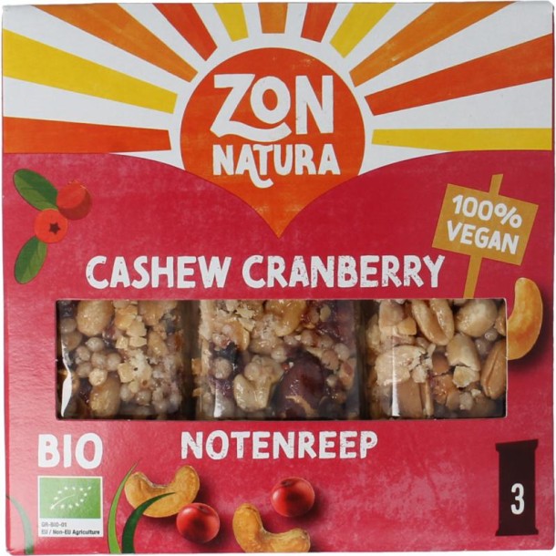 Zonnatura Notenreep cashew cranberry bio (75 Gram)