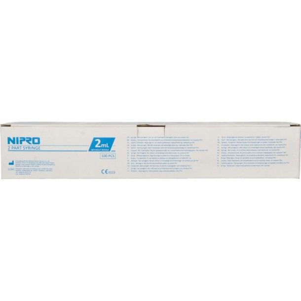 Nipro Injectiespuit 2-delig centrisch 2ml (100 Stuks)