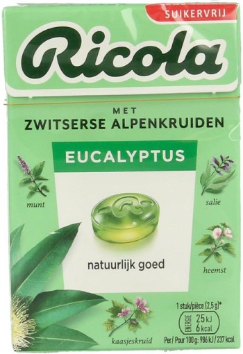 Ricola Eucalyptus suikervrij (50 Gram)