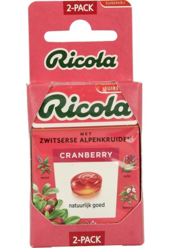 Ricola Cranberry suikervrij 2 stuks (50 Gram)