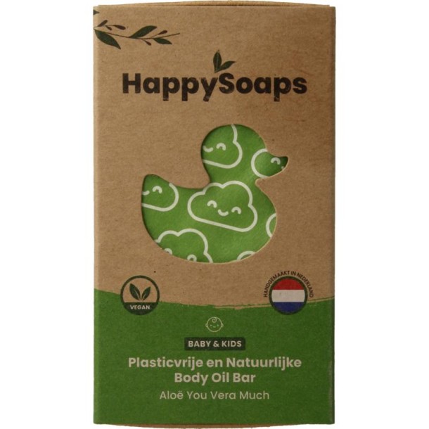 Happysoaps Baby & kids body oil bar aloe you very much (60 Gram)