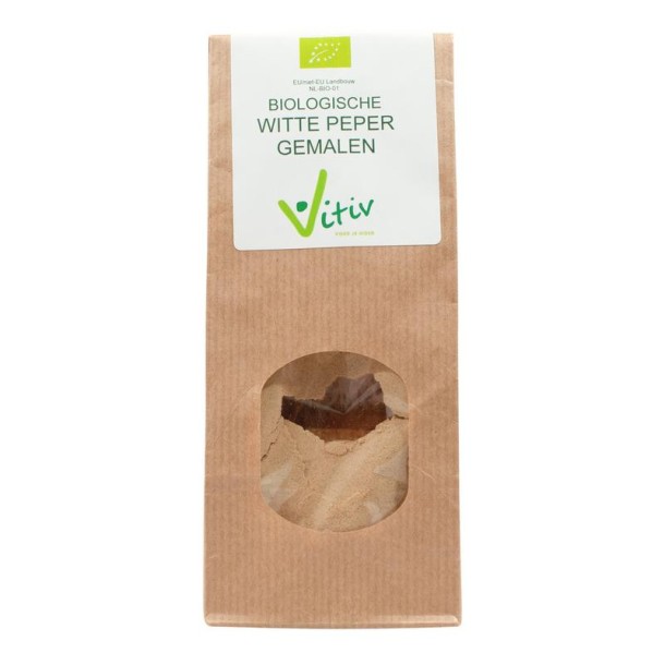 Vitiv Peper gemalen wit bio (250 Gram)