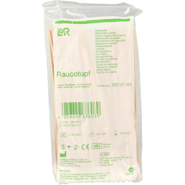 Lohmann & Rauscher Wattenstokje kleine tip hout 15cm (100 Stuks)