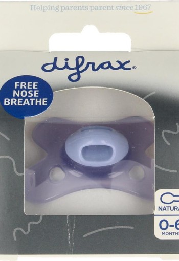 Difrax Fopspeen natural 0-6 maanden cotton candy lavander (1 Stuks)